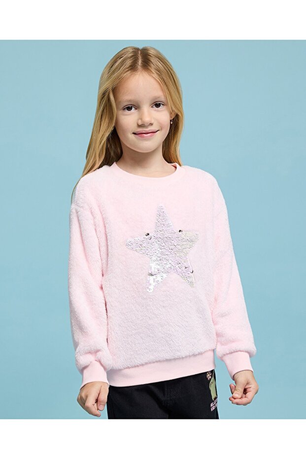 Sequined Sweatshirt With Crew Neck And Long Sleeves