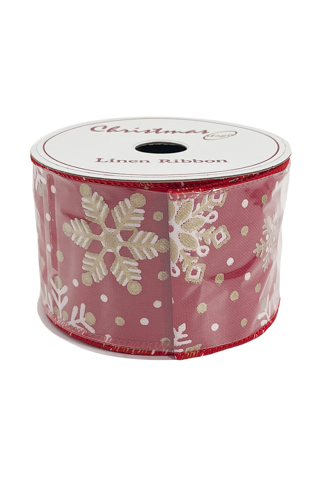 Christmas Linen Ribbon Red 6.3cmx10 yards