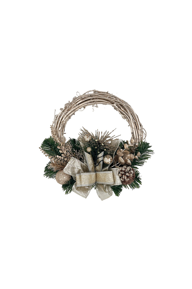 Rattan Wreath Champagne Gold 25cm