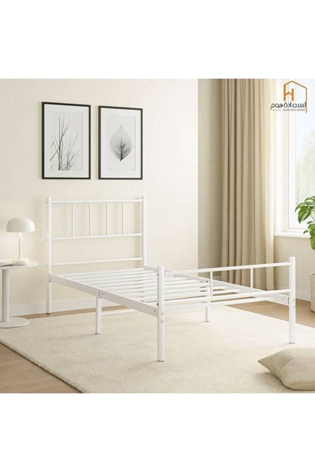 إطار سرير معدني - 90 × 190 سم - أبيض