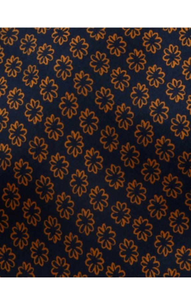 Doubleface silk scarf with pattern (black / orange) - 3