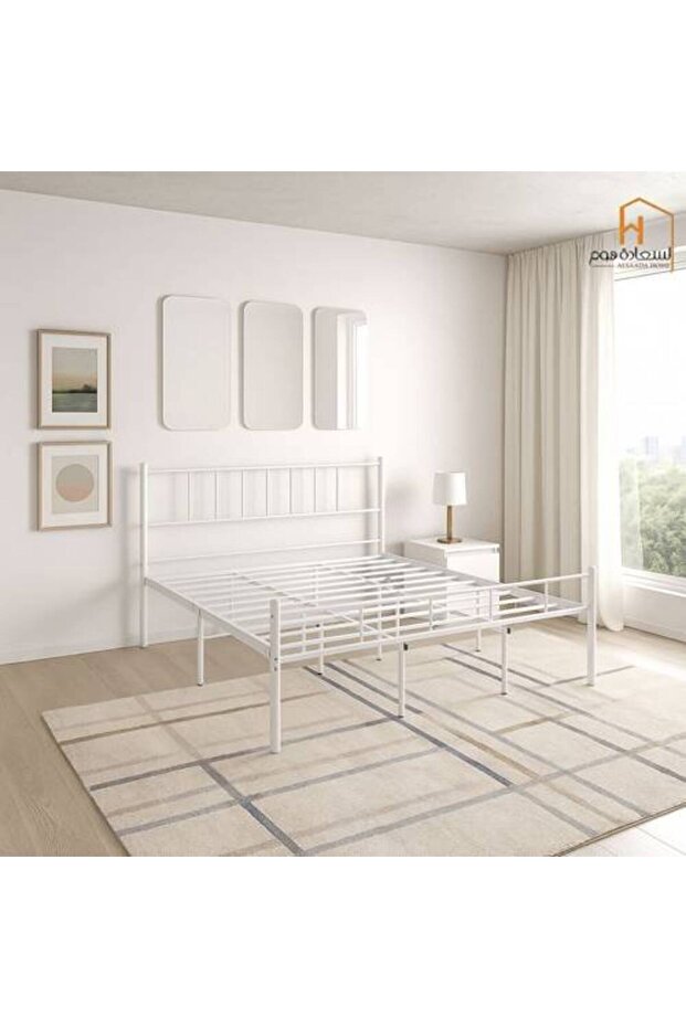 إطار سرير حديدي - 200 × 180 سم - أبيض