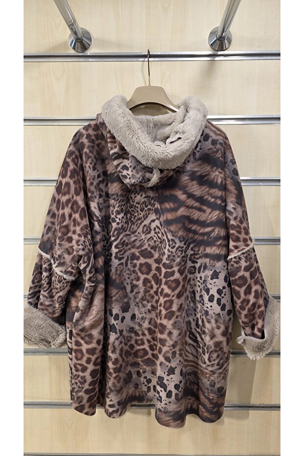 معطف بنمط الفهد مع بطانة من الصوف من الداخل - 6