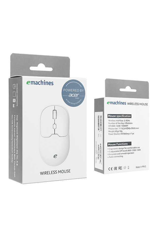 EMACHİNES EAM070 BEYAZ KABLOSUZ USB MOUSE - 1