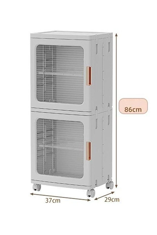 صناديق تخزين شفافة قابلة للطي بطبقتين مع عجلات - 2