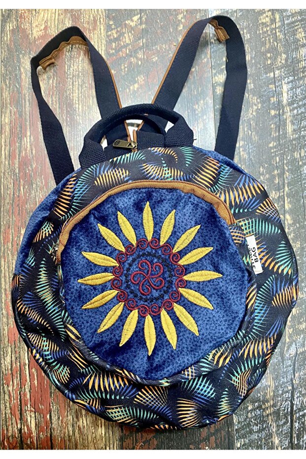 Fargin Ethnic Authentic Bohemian Round Embroidered Backpack Daily Travel Waterproof Backpack