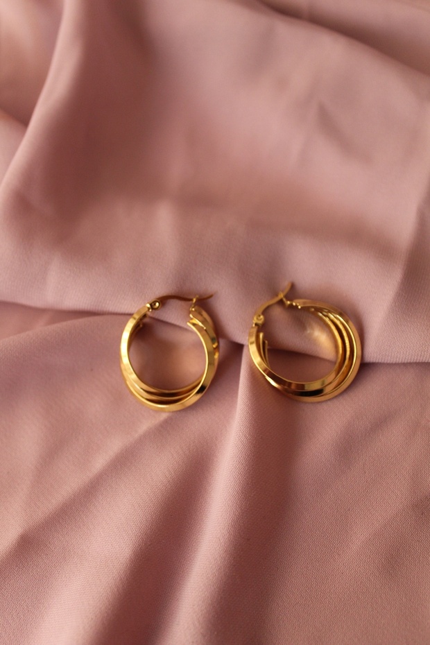 Gold steel hoop earrings