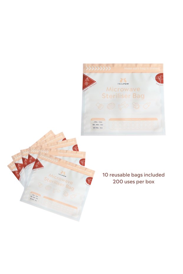 Reusable Microwave Steriliser Bags | Pack of 10 Portable Steam Baby Bottle Sterilizer
