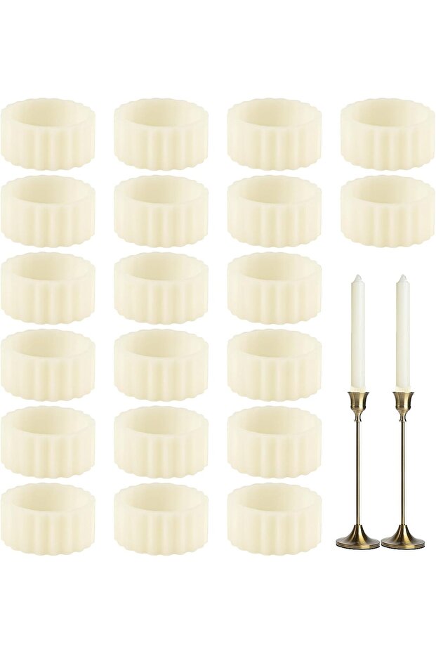 20 Pcs Taper Candle Holder Grips - Non-Slip Light Beige Rubber Candle Base Inserts