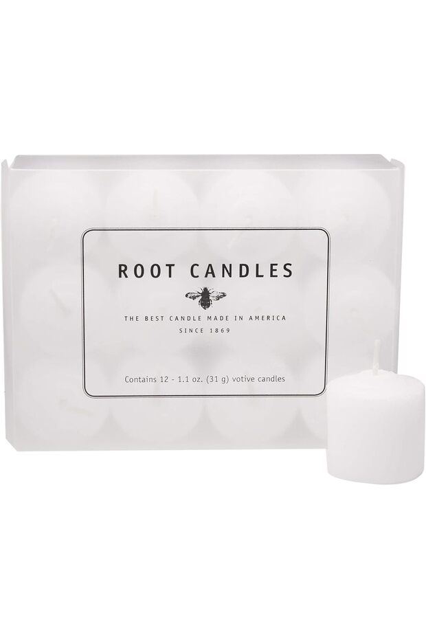 10-Hour Unscented Beeswax Blend Votive Candles, 12-Count, White