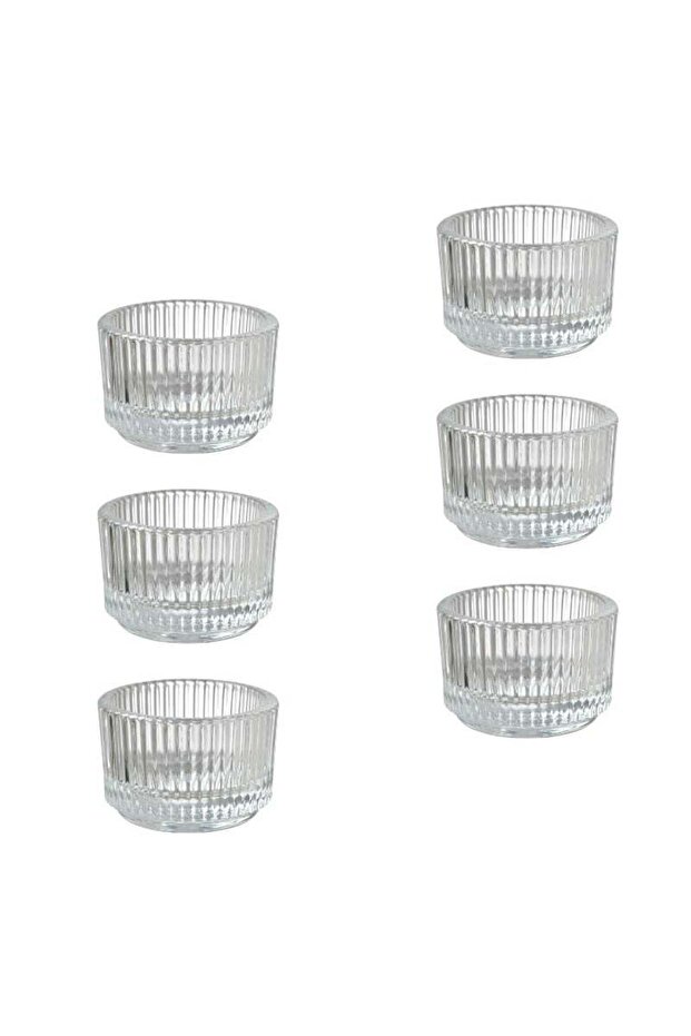 Clear Glass Tealight Holder Set, 3.5 cm, Stackable Design, 6-Pack