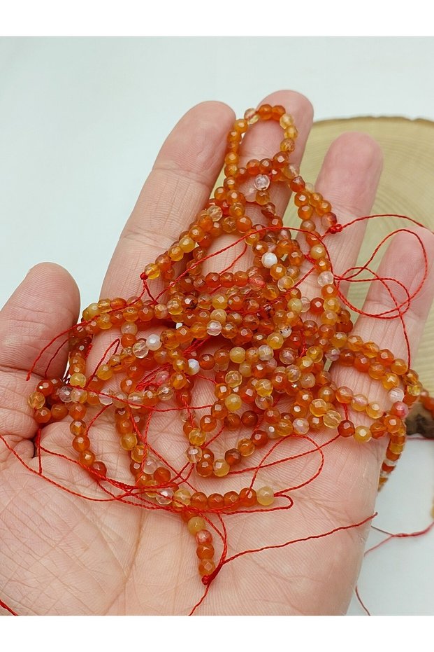 Honey Cream Variegated Agate Stone Faceted Cut Strand 4mm – Minimal Jewelry & Accessory Bead (24035)