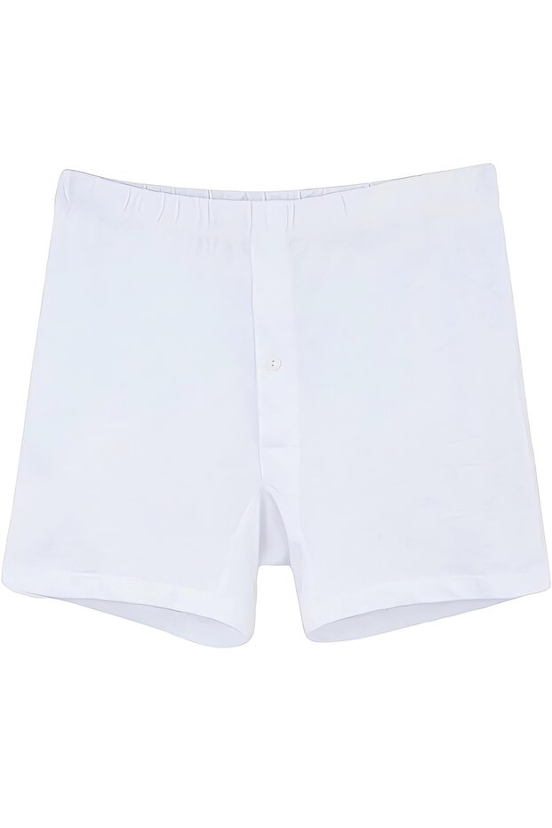 عبوة من قطعتين، قطن ممشط 100%، بوكسر رجالي بأزرار، أبيض - 4