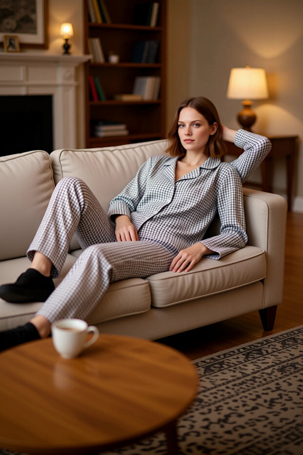 Women's Plaid Flannel Shirt Pants Pajama Set Functional Durable Quality Comfortable Stylish