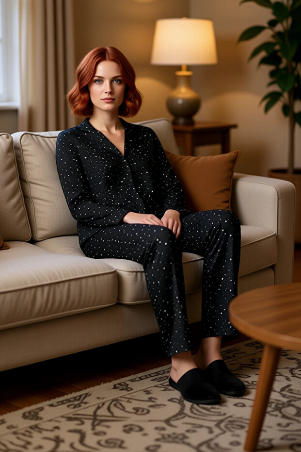 Women's Star Pattern Shirt and Pipe Leg Pajama Set Functional Durable Quality Sports