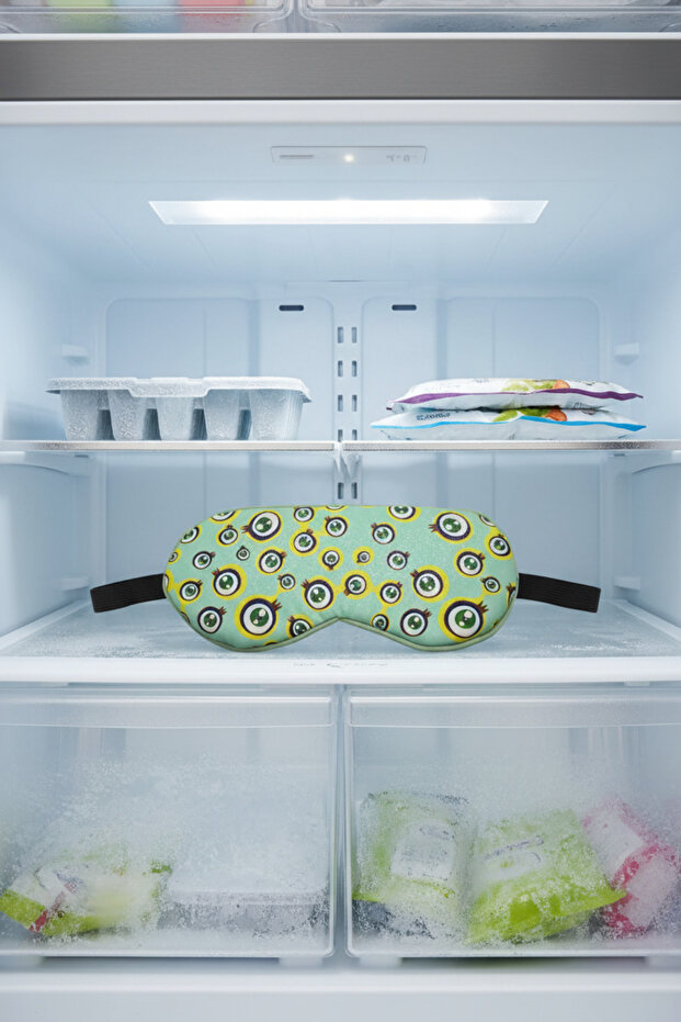 قناع عين مريح للنوم مطبوع بنمط العين، مصنوع من الجل المبرد، يحجب الضوء بالكامل - 4