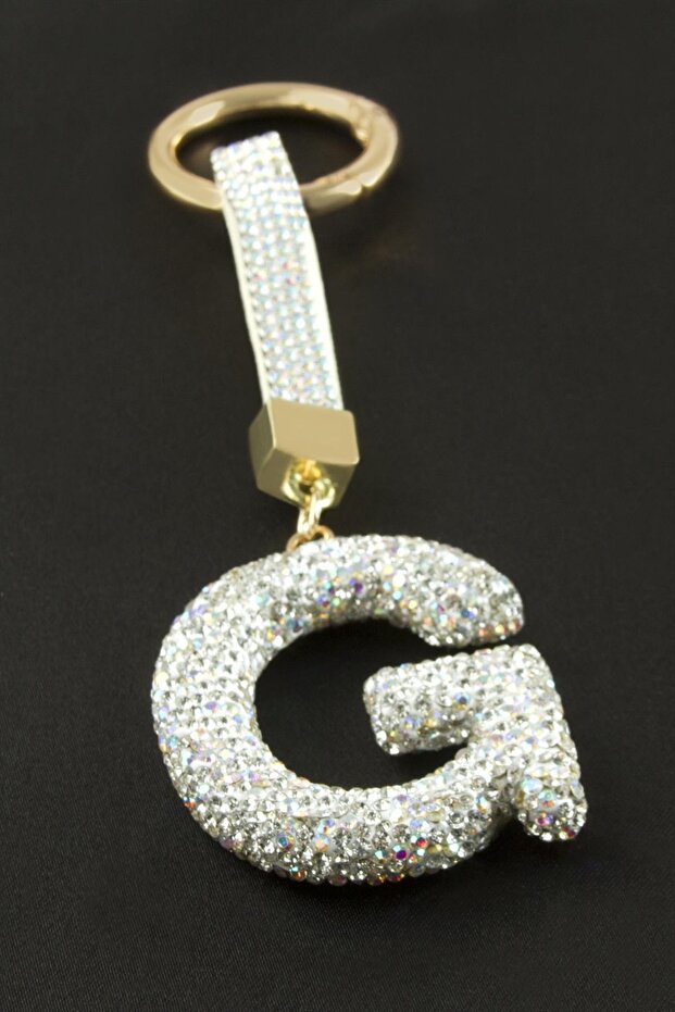 Letter Savaroski Stone Keychain
