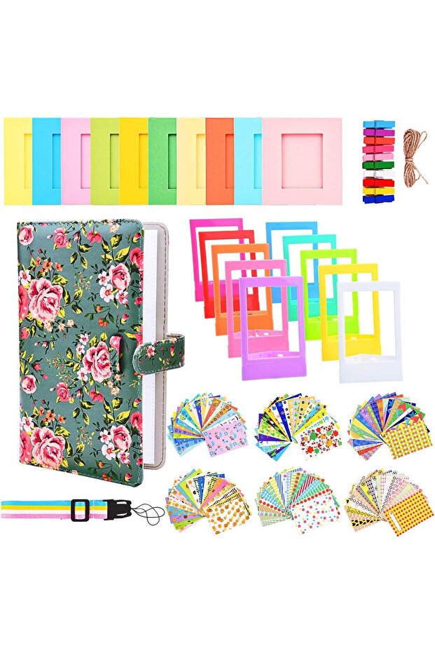 Accessories Bundle Kit for Fujifilm Instax Mini (Retro Floral) - Album, Film Stickers, Desk