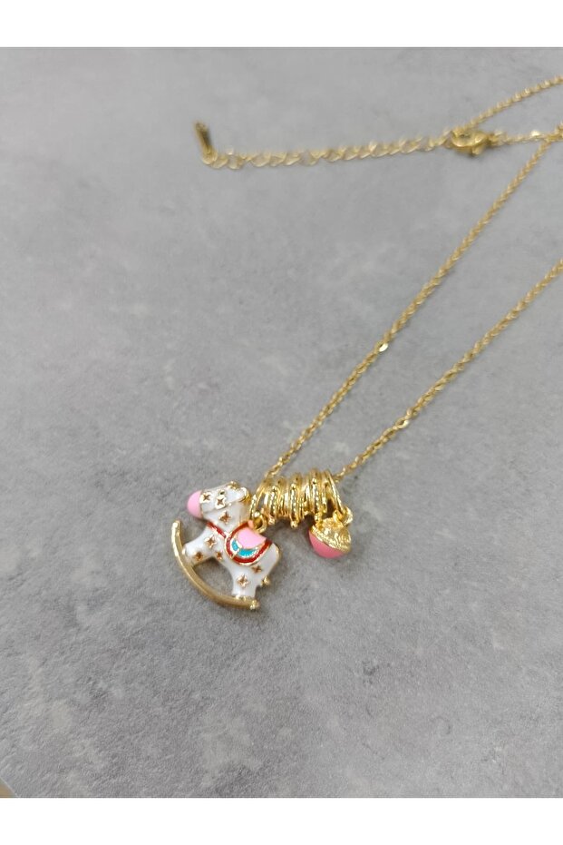 GOLD RENK ATLI CHARM KOLYE - 1