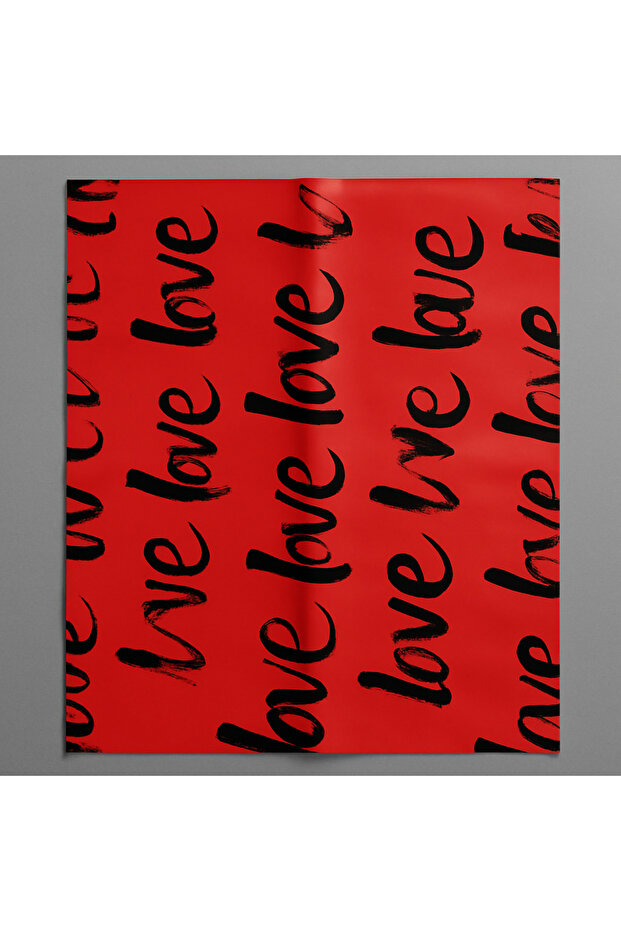 Black Gilded Packaging Paper with the Word'Love' Written on It on a Red Background | Bouquet & Gift Package 57X57 4 Pieces
