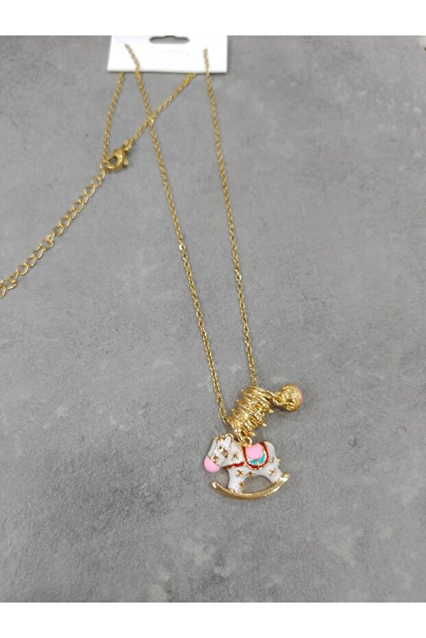 GOLD RENK ATLI CHARM KOLYE - 2