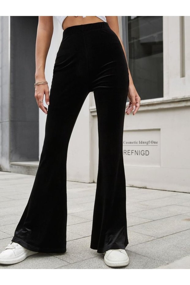 Women's High Waist Flared Velvet Pants