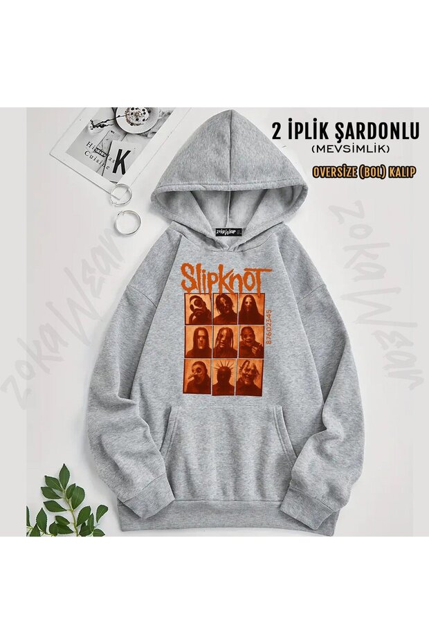 سويت شيرت Slipknot v40 مطبوع بغطاء رأس (2 خيط)