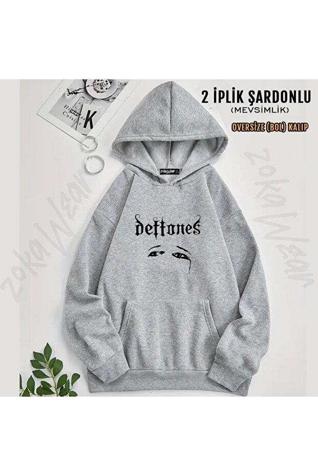 سترة Deftones v20 مطبوع بغطاء رأس (خيطين)