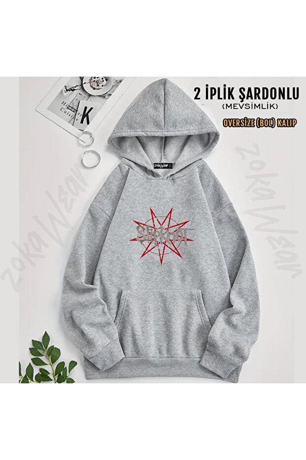 سويت شيرت Slipknot v46 مطبوع بغطاء رأس (خيطين)
