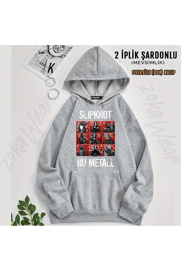 سويت شيرت Slipknot v33 مطبوع بغطاء رأس (خيطين)