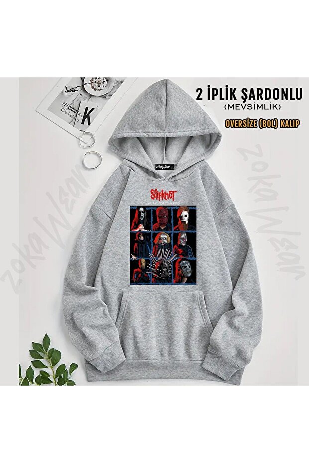 سويت شيرت Slipknot v25 مطبوع بغطاء رأس (خيطين)