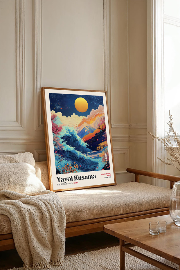 One Piece Wooden Framed Yayoi Kusama Paintings Tk2495