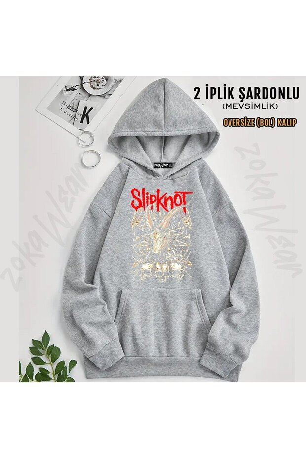 سويت شيرت Slipknot v31 مطبوع بغطاء رأس (خيطين)