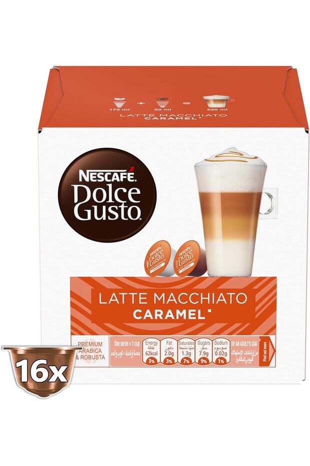 Dolce Gusto Caramel Latte Macchiato Capsules (16 Capsules, 8 Cups)