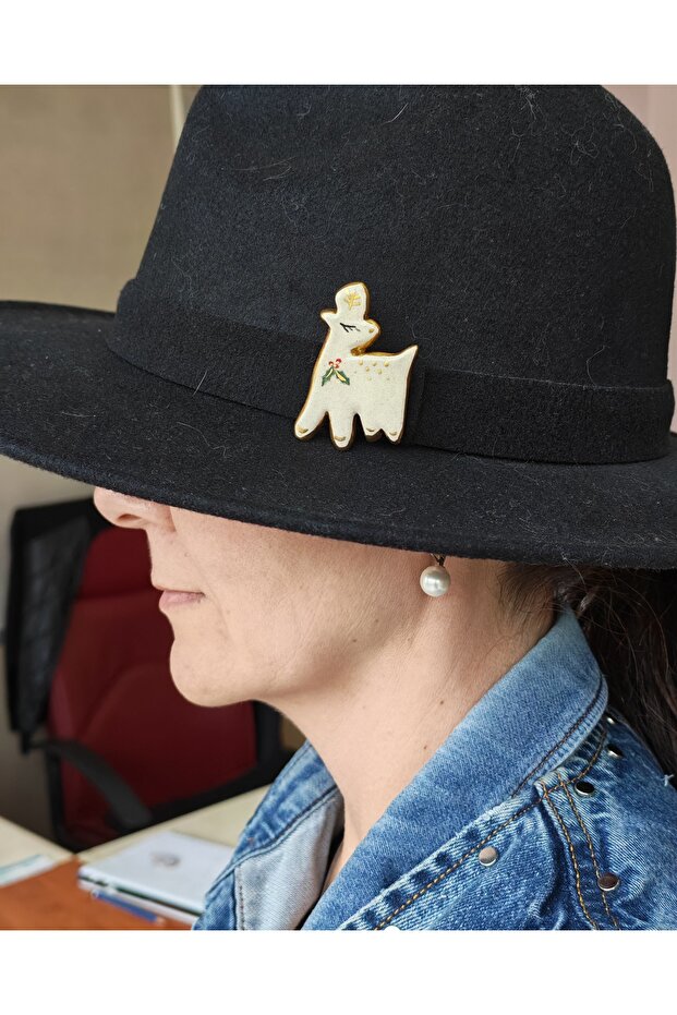 Seramik Geyik Broş - 2