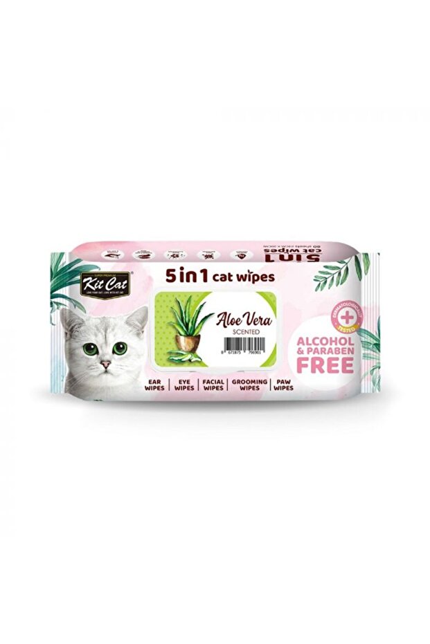 5-In-1 Cat Wipes Aloe Vera Scented