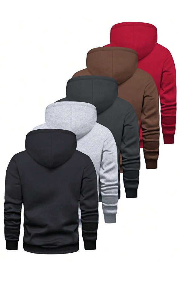 5-Li Ünisex Kapüşonlu Oversize Sweatshirt - 2