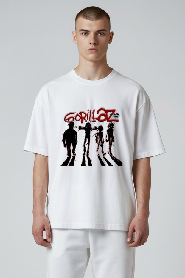 Gorillaz Printed Oversized Unisex 100% Cotton Rock T-Shirt