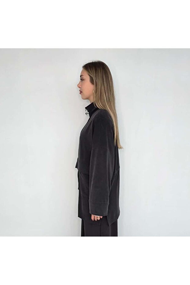 Fermuarlı Kadın Örme Ceket - 2