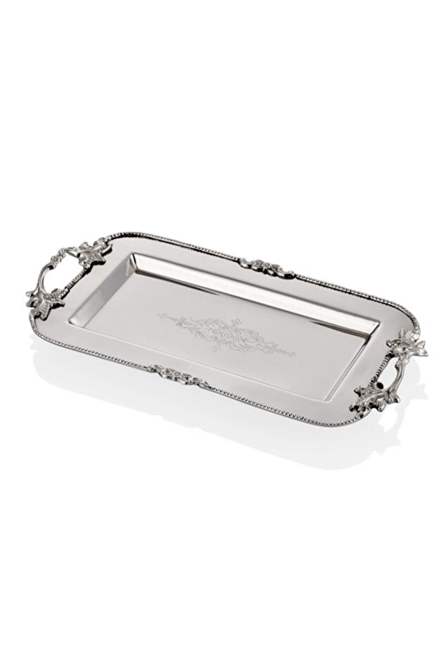 Tray with handle silver rectangular tray 30x15 cm - 1
