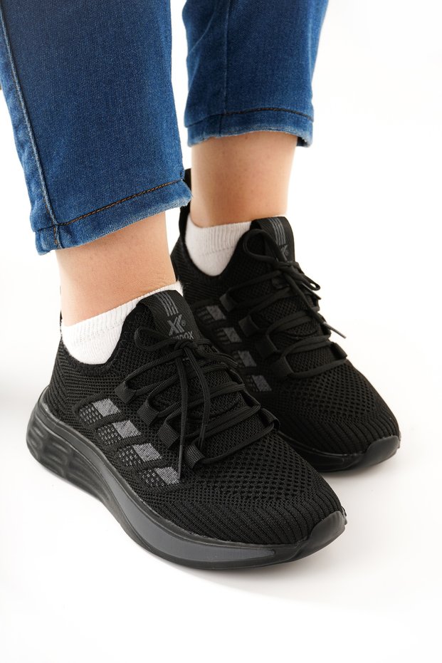 Unisex Orthopedic Light Sole Striped Detail Lace-Up Knitwear Casual Sports Shoes Breathable