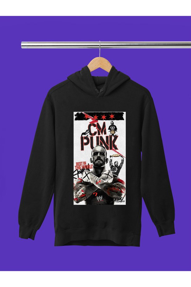 Cm-Punk Wwe Printed 100% Cotton Soft Texture Hooded Kids Sweatshirt
