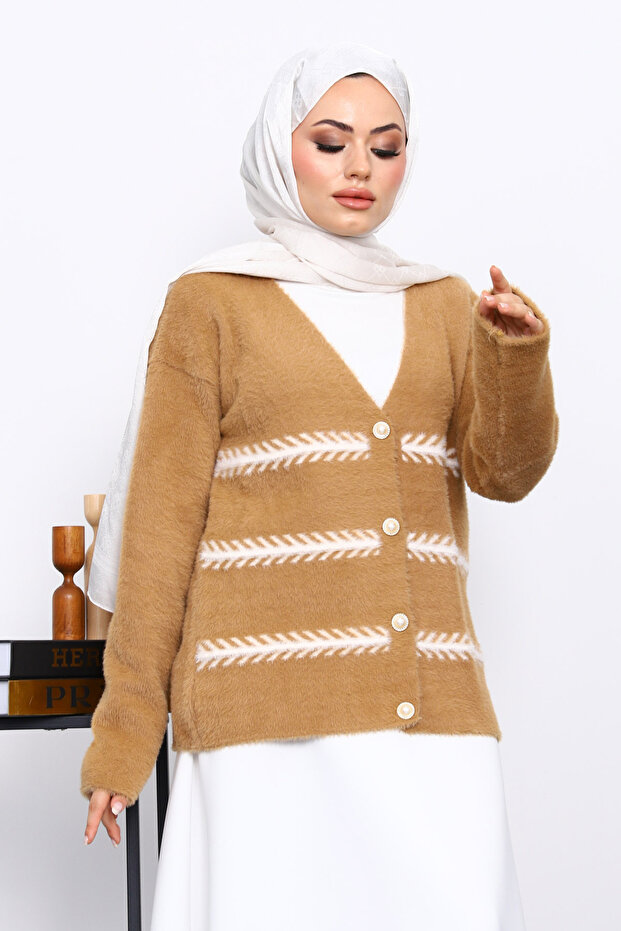 Mink V-Neck Angora Soft Cardigan