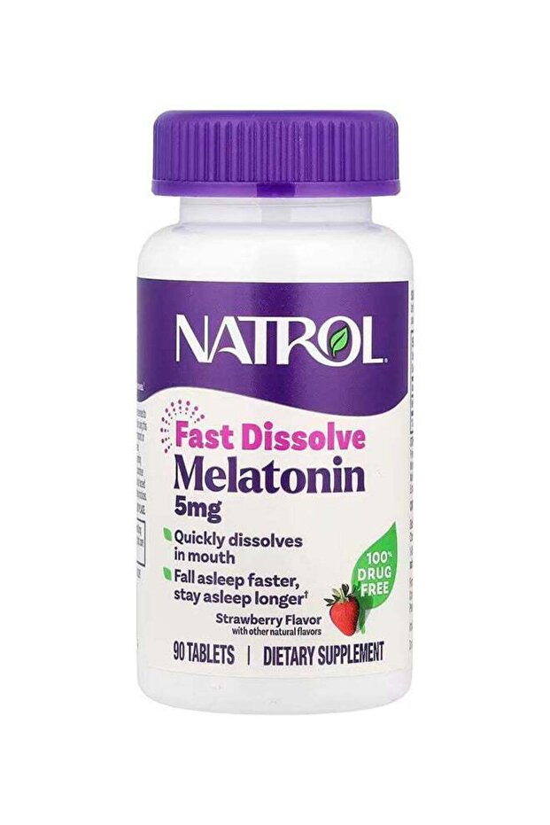, Melatonin, Fast Dissolve, Strawberry, 5 mg, 90 Tablets