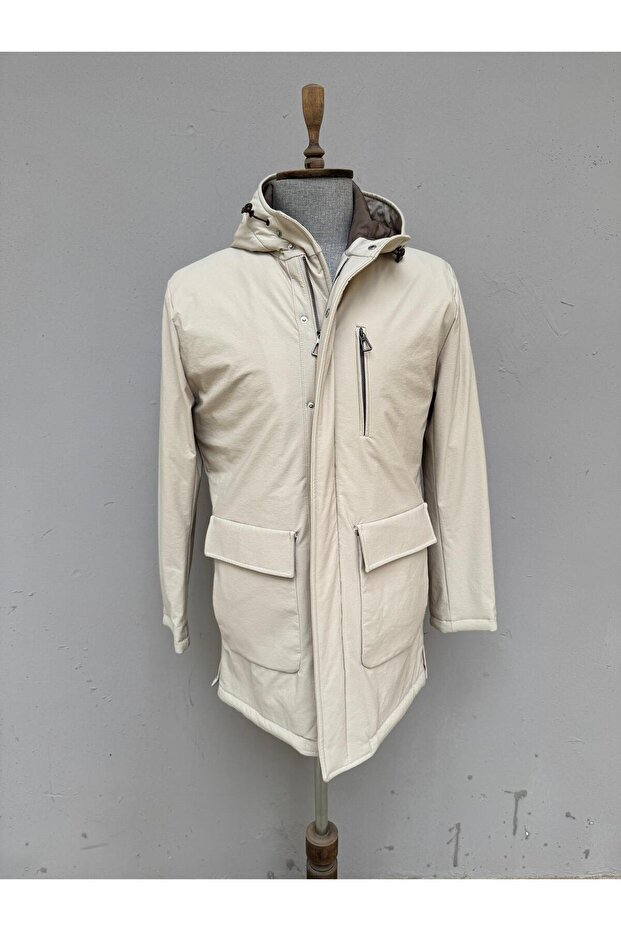 BEJ KAPŞONLU PARKA - 1