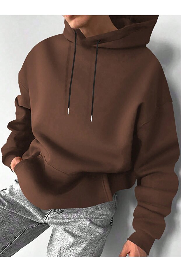 Erkek Kapüşonlu Oversize Sweatshirt - 2