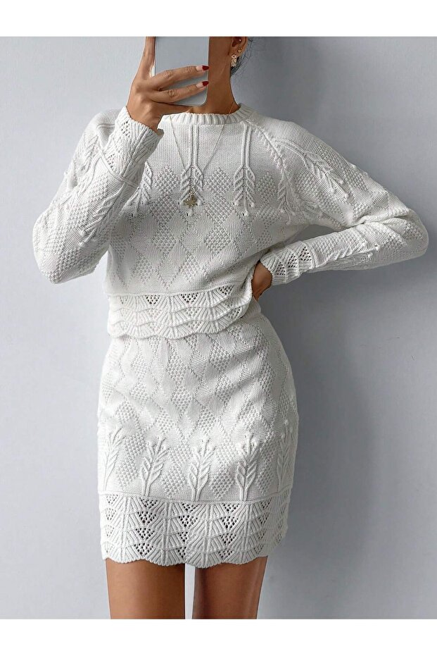 مقاس كبير حياكة دانتيل مجموعة - 5