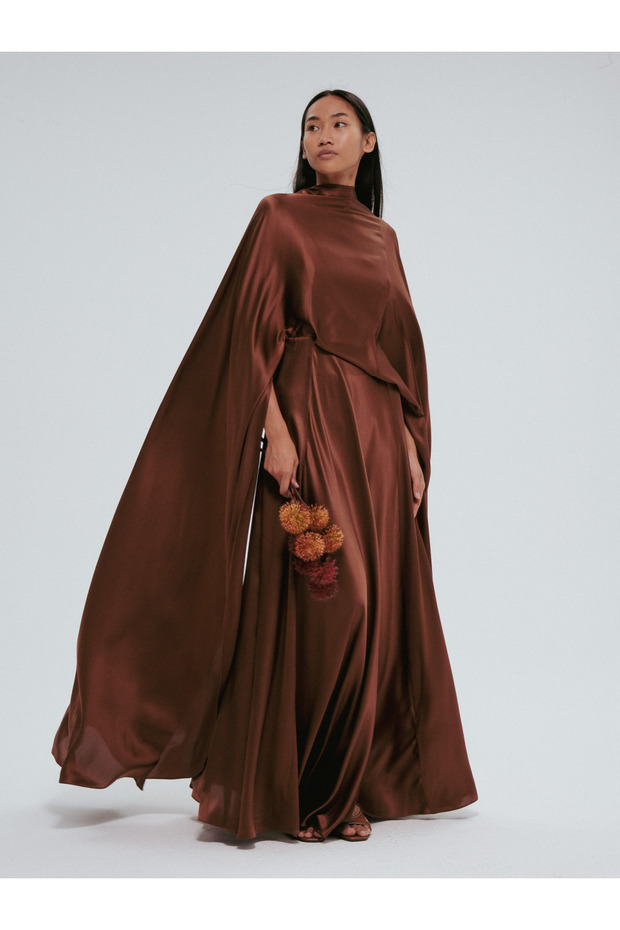 Pelerin Görünümlü Elbise - 1