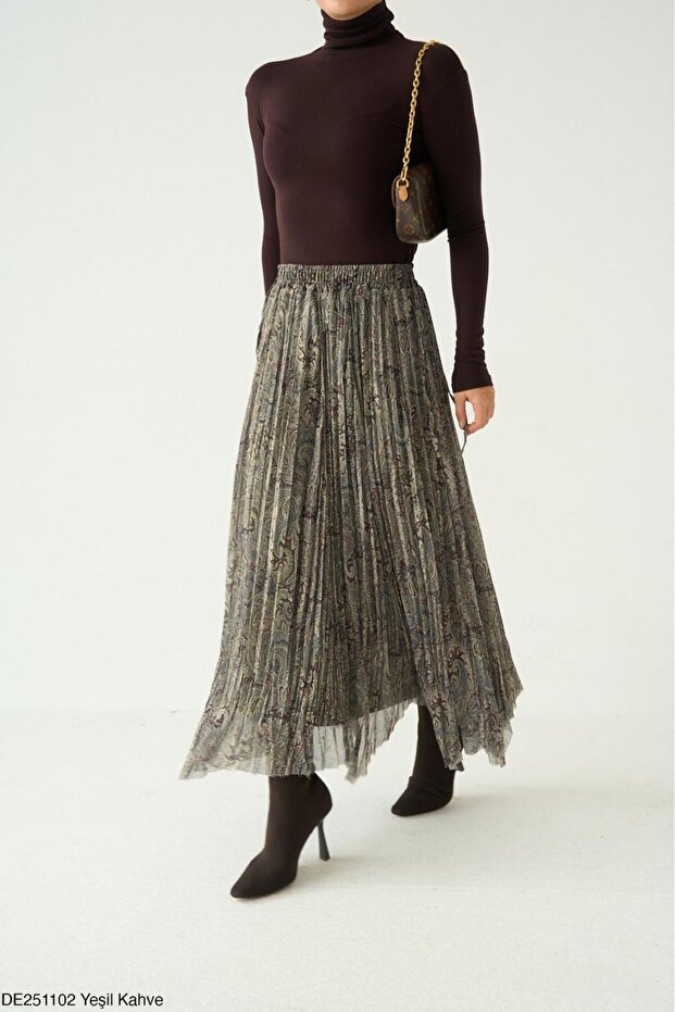 Women's Lined Shawl Pattern Chiffon Skirt