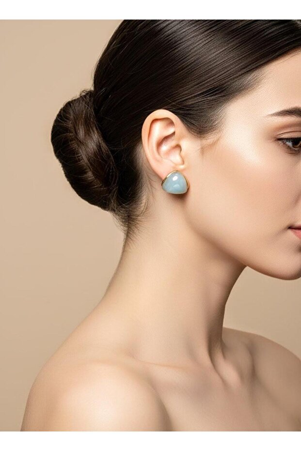Women's Trend Modern Line Water Green Earrings